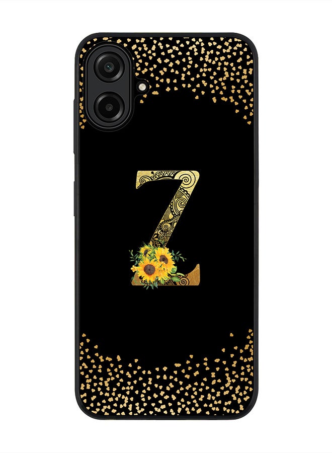 Stylizedd For Samsung Galaxy A07 4G Case,Slim fit Camera Protection, Shockproof Thin Phone cover  - Custom Floral Monogram - Z ( Black )