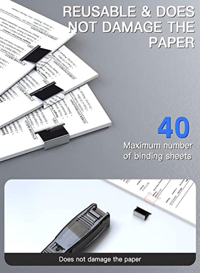 SOLARAE Stapler Set, Stapler - Transparent Push Clip With 50 Reusable Clips, Durable Portable Stapler, 40 Sheets Capacity, Suitable For Home Office, School Supplies or Desk Accessories - Image 3