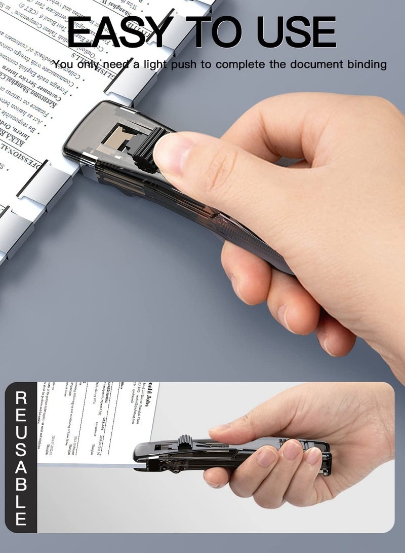SOLARAE Stapler Set, Stapler - Transparent Push Clip With 50 Reusable Clips, Durable Portable Stapler, 40 Sheets Capacity, Suitable For Home Office, School Supplies or Desk Accessories - Image 2