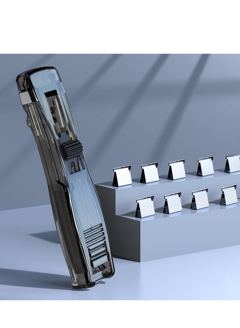 SOLARAE Stapler Set, Stapler - Transparent Push Clip With 50 Reusable Clips, Durable Portable Stapler, 40 Sheets Capacity, Suitable For Home Office, School Supplies or Desk Accessories - Image 1