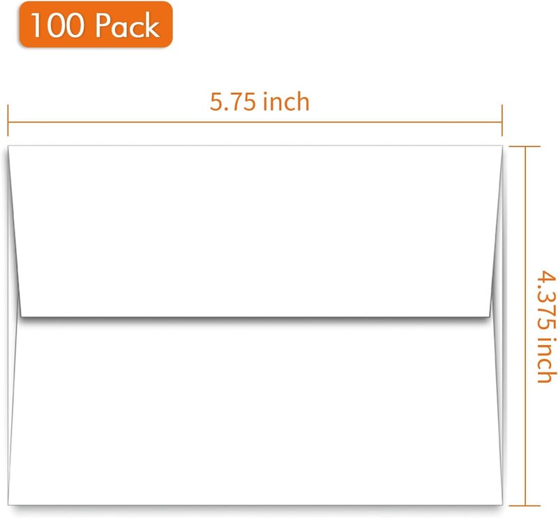 AZAZA 100 Pack A2 White Envelopes Self Sealing Adhesive Perfect for Weddings, RSVP, Invitations, Baby Shower,Greeting Cards,Announcements, Thank You Notes| A2(4.375 x5.75 Inches) - Image 2