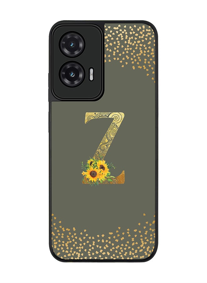 Stylizedd For Motorola Moto G35 Case,Slim fit Camera Protection, Shockproof Thin Phone cover  - Custom Floral Monogram - Z  (Olive Green )