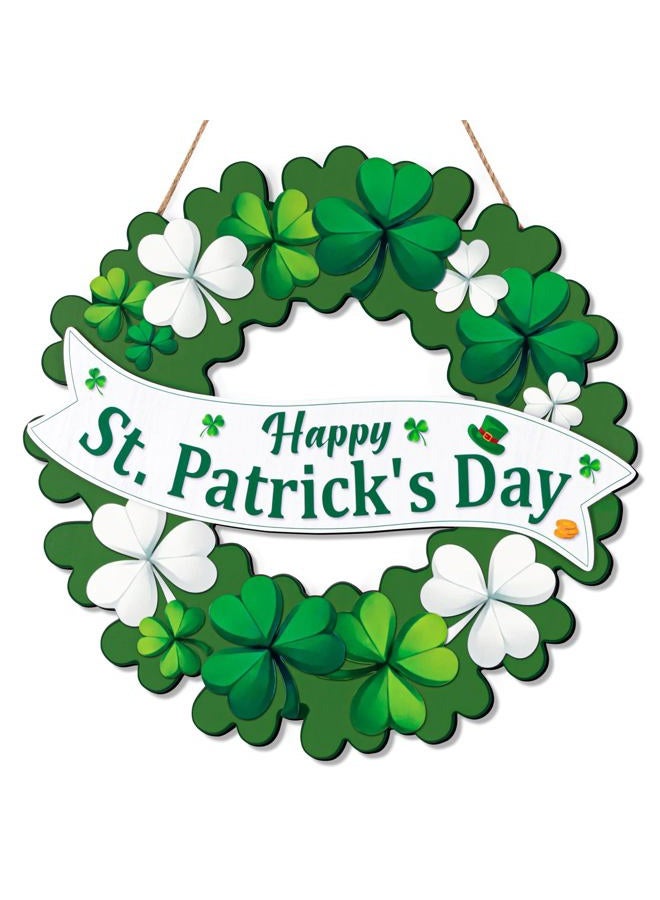 luck sea St Patrick's Day Decorations Shamrock Wreaths for Front Door Decor - Welcome Foldable Sign with Magnetic for Irish March Home Wall Porch - Image 1