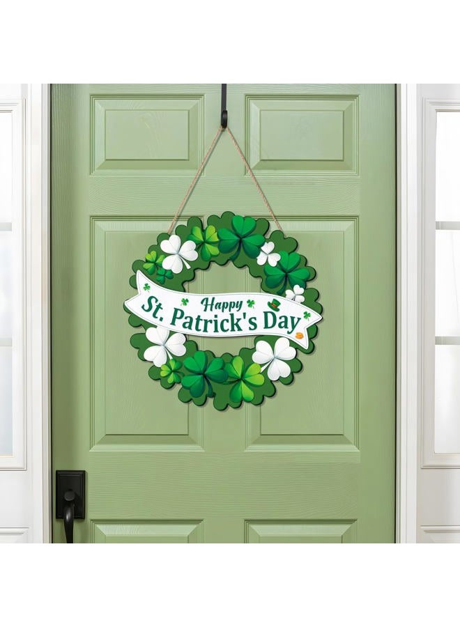 luck sea St Patrick's Day Decorations Shamrock Wreaths for Front Door Decor - Welcome Foldable Sign with Magnetic for Irish March Home Wall Porch - Image 2