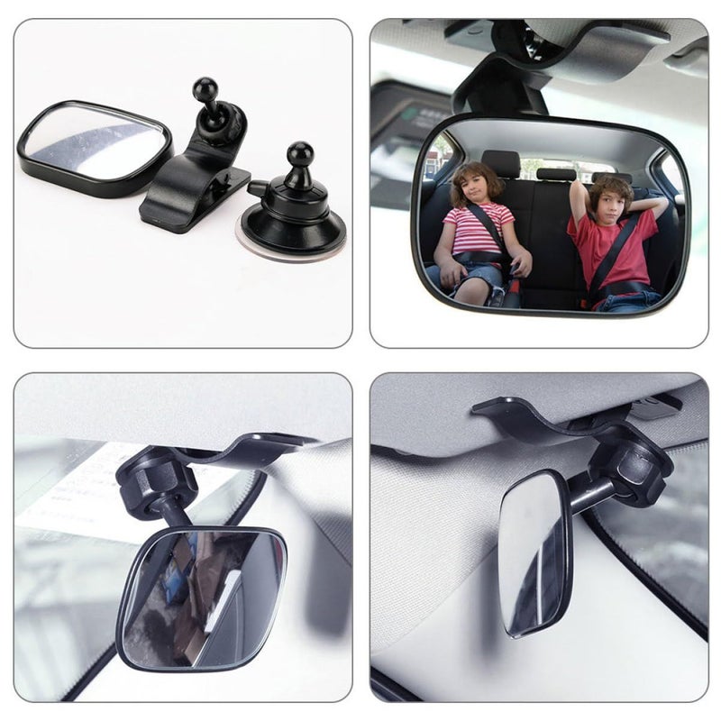 2pcs Suction Cup Shatterproof Baby Car Mirror Rear Facing Backseat Wide Angle View - Image 5