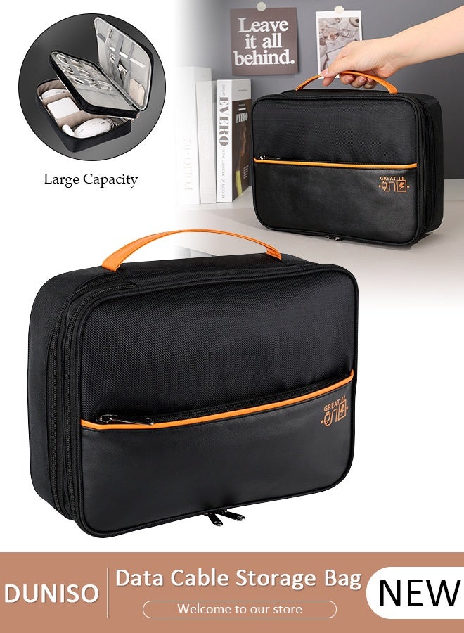 DUNISO Portable Digital Storage Bag Set Data Cable Storage Bag Waterproof and Wearproof Electronic Organizer Pouch Bag for Data Cable Headphone Power Bank U Disk - Image 1