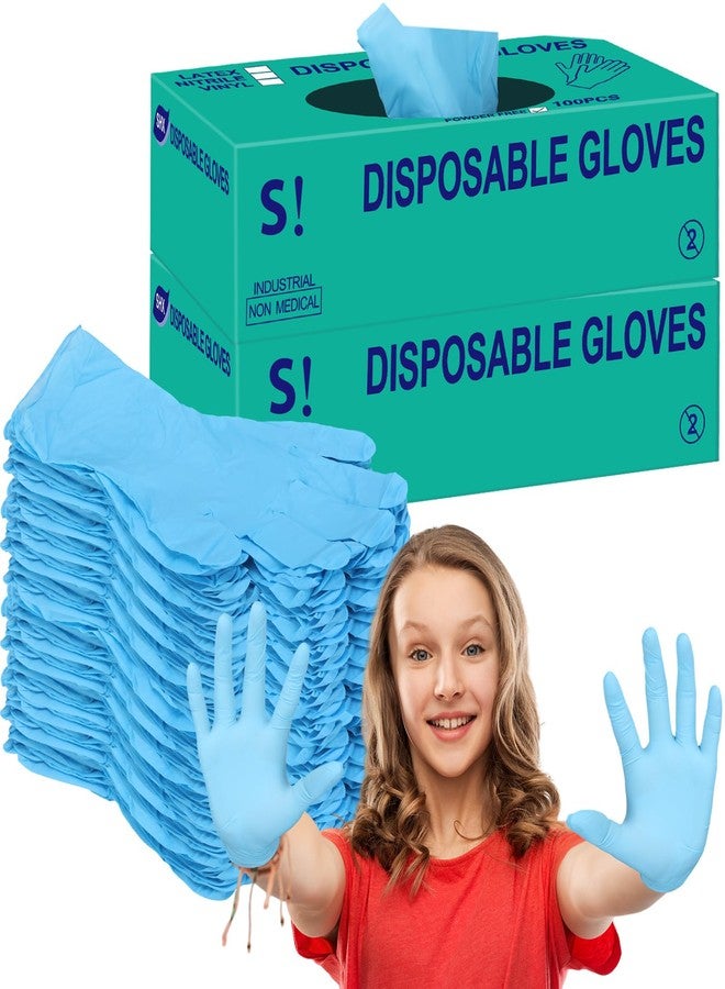 Woanger 200 Pieces Kids Nitrile Gloves Disposable Cleaning Gloves Household Cooking Gardening Crafting Accessories No Latex(Small) - Image 1