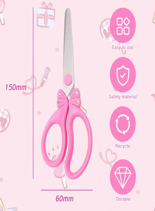 YAFIYGI Pink Scissors Kids Child Scissors for Girls Safety Craft Scissors with Blunt Tip Suitable for Students Ages 5-8 8-10 Cute and Safe School Scissors Especially Favored by Girls - Image 2