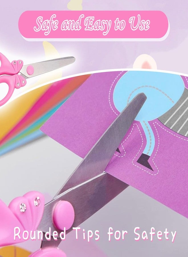 YAFIYGI Pink Scissors Kids Child Scissors for Girls Safety Craft Scissors with Blunt Tip Suitable for Students Ages 5-8 8-10 Cute and Safe School Scissors Especially Favored by Girls - Image 4