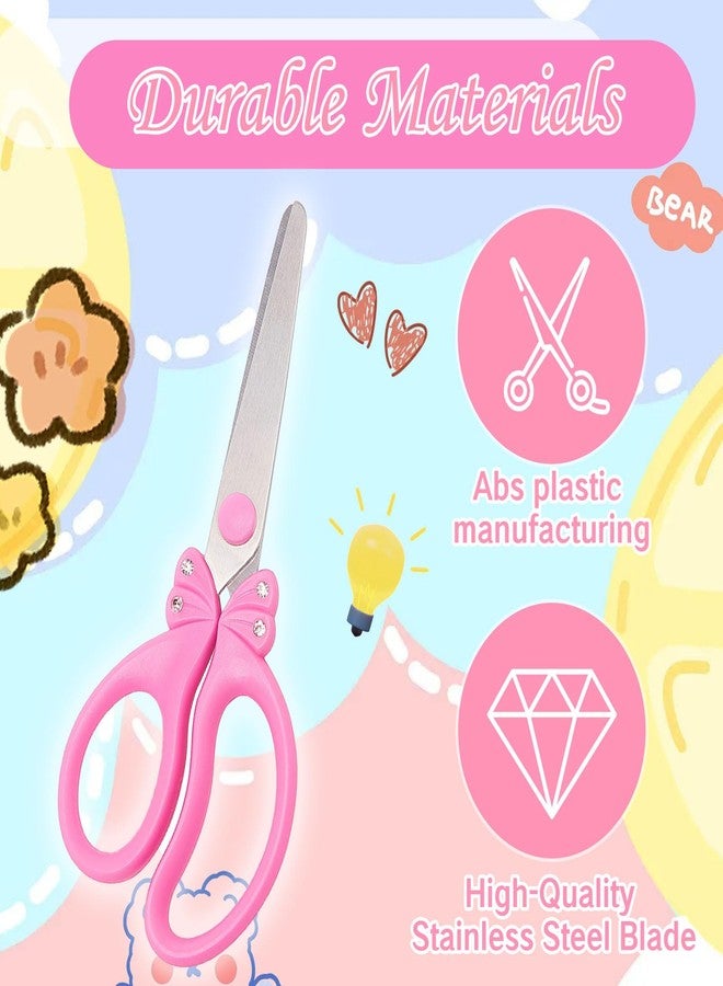 YAFIYGI Pink Scissors Kids Child Scissors for Girls Safety Craft Scissors with Blunt Tip Suitable for Students Ages 5-8 8-10 Cute and Safe School Scissors Especially Favored by Girls - Image 3