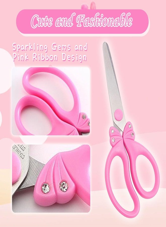 YAFIYGI Pink Scissors Kids Child Scissors for Girls Safety Craft Scissors with Blunt Tip Suitable for Students Ages 5-8 8-10 Cute and Safe School Scissors Especially Favored by Girls - Image 5