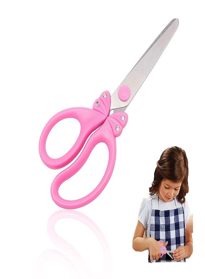 YAFIYGI Pink Scissors Kids Child Scissors for Girls Safety Craft Scissors with Blunt Tip Suitable for Students Ages 5-8 8-10 Cute and Safe School Scissors Especially Favored by Girls - Image 1