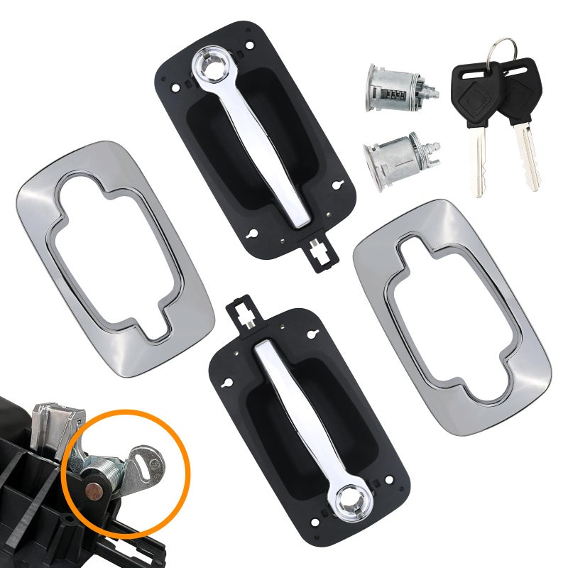 APPERFiT Upgraded Exterior Door Handles with Bezel Covers Chrome for Front Cab Compatible with International Trucks ProStar 4100 4200 4300 4400 7300 7400 7500 7600 7700 8500 8600 - Image 2