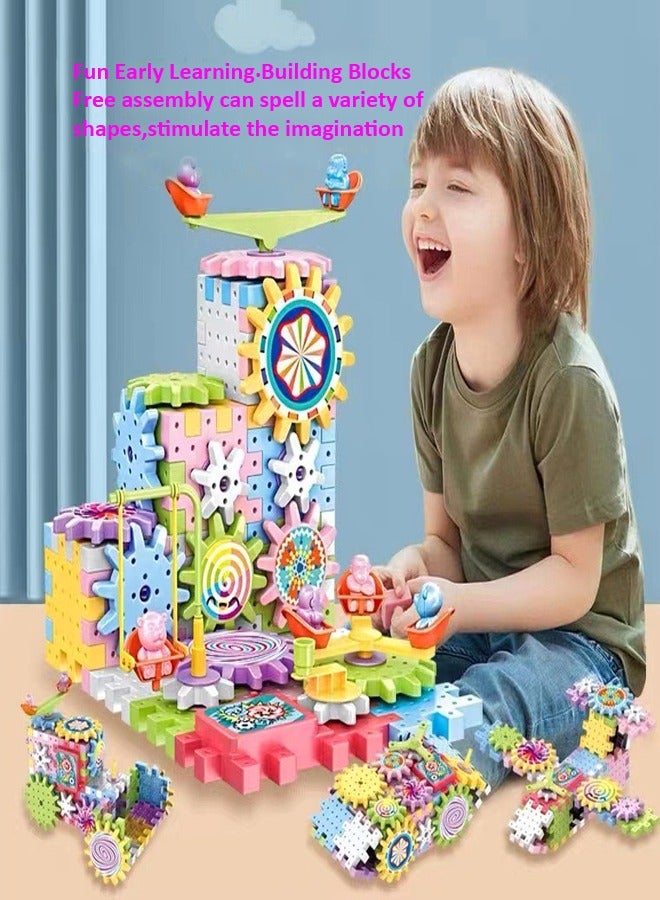 fashionhome 83-Pieces Electric Building Blocks Gear Toys Educational Toddler Toy Kit Construction Toys 36x6x22 cm - Image 2