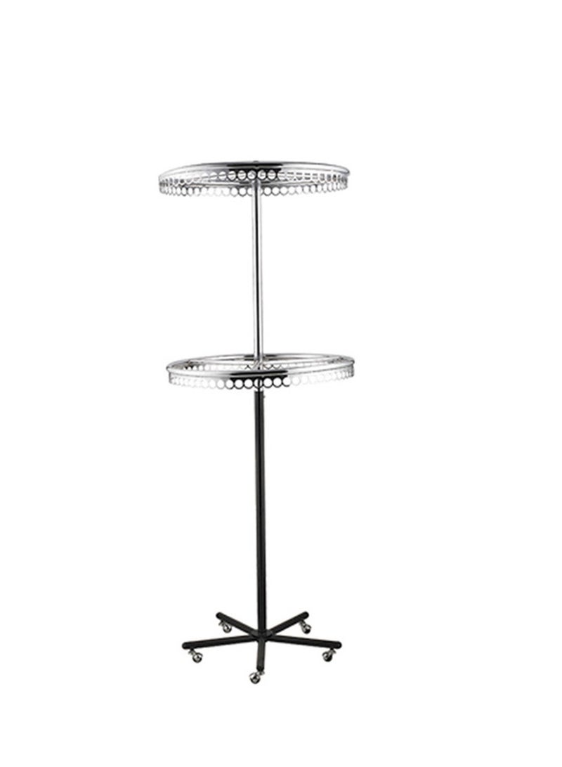 Round turning garment display stand with steel cutting circle display 2 level circle 75CM  - Image 1