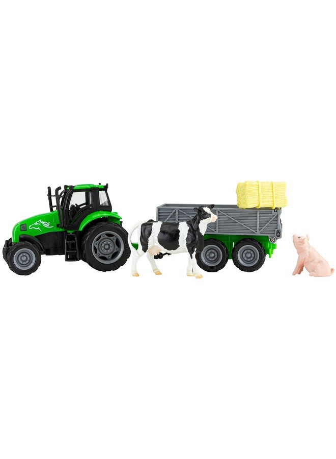 Breyer Breyer Horses Breyer Farms Tractor and Tag-a-Long Wagon Playset | 5" H x 11" L x 4" D | Cow and Pig Included | 1:32 Scale | Model #59238, Green - Image 1