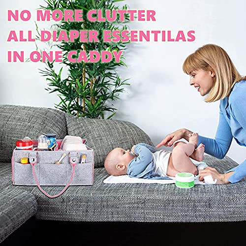 TYZAG Unisex Baby Casual Diaper Bag - Stylish Diaper Storage Organizer for Baby, New Born Gift (Grey & Pink) - Image 4