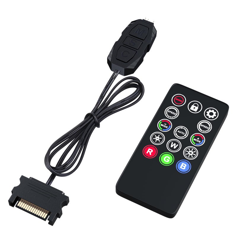 DS leddess DS Mini ARGB PC Fans Controller Kit with One-to-One Matching Function for Computer Case RGB Fans, PC ARGB Heat Sink (3 Pin, 14 Key, SATA Power, 5th Gen) - Image 1