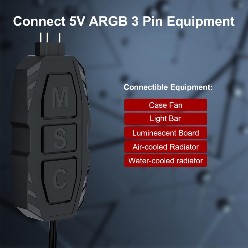 DS leddess DS Mini ARGB PC Fans Controller Kit with One-to-One Matching Function for Computer Case RGB Fans, PC ARGB Heat Sink (3 Pin, 14 Key, SATA Power, 5th Gen) - Image 2