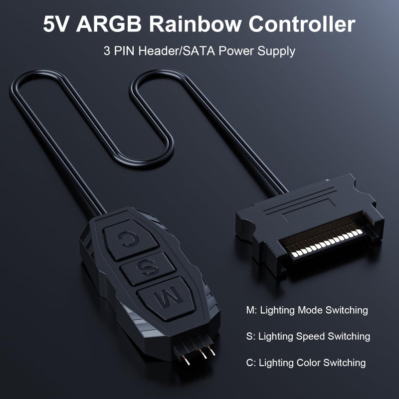 DS leddess DS Mini ARGB PC Fans Controller Kit with One-to-One Matching Function for Computer Case RGB Fans, PC ARGB Heat Sink (3 Pin, 14 Key, SATA Power, 5th Gen) - Image 4