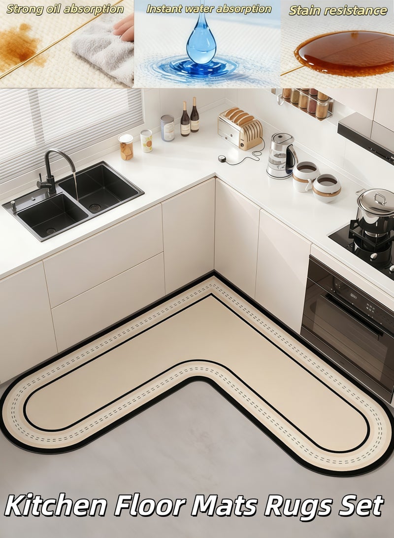 XiuWoo Kitchen Floor Mats Rugs, L-shaped carpet, Cushion Floor Carpet, Waterproof, Oil Resistant and Anti-Fatigue Standing Mat for Kitchen, Floor, Office, Sink, Laundry(70*70cm,80*80cm) - Image 1
