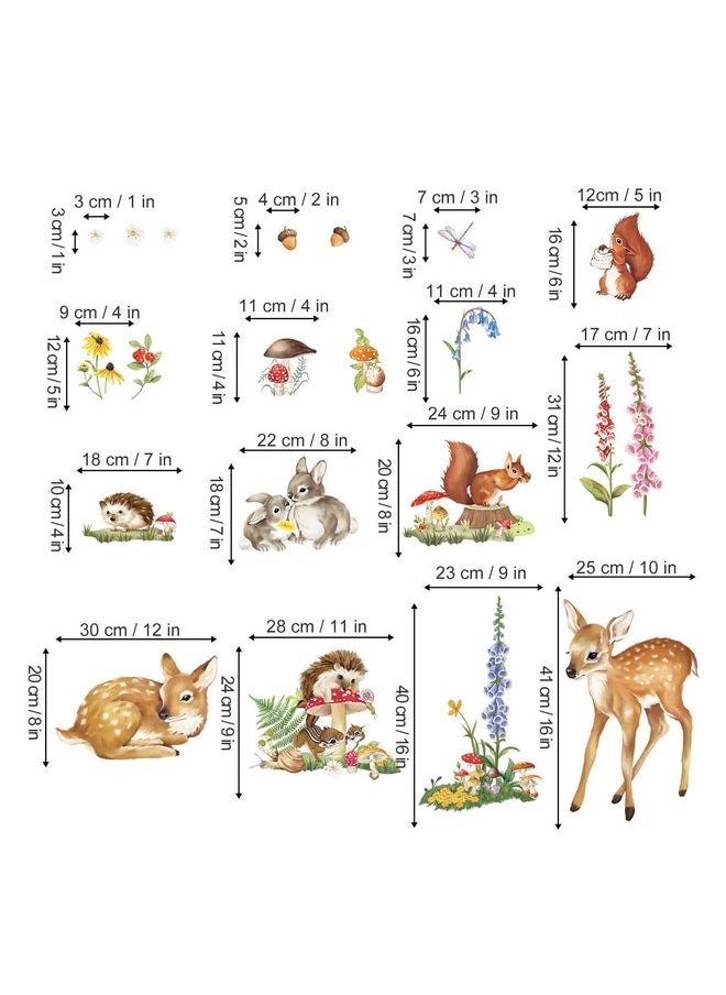 decalmile - decalmile Woodland Animal Wall Decals Deer Rabbit Squirrel Easter Wall Stickers Kids Bedroom Baby Nursery Wall Decor - Image 1