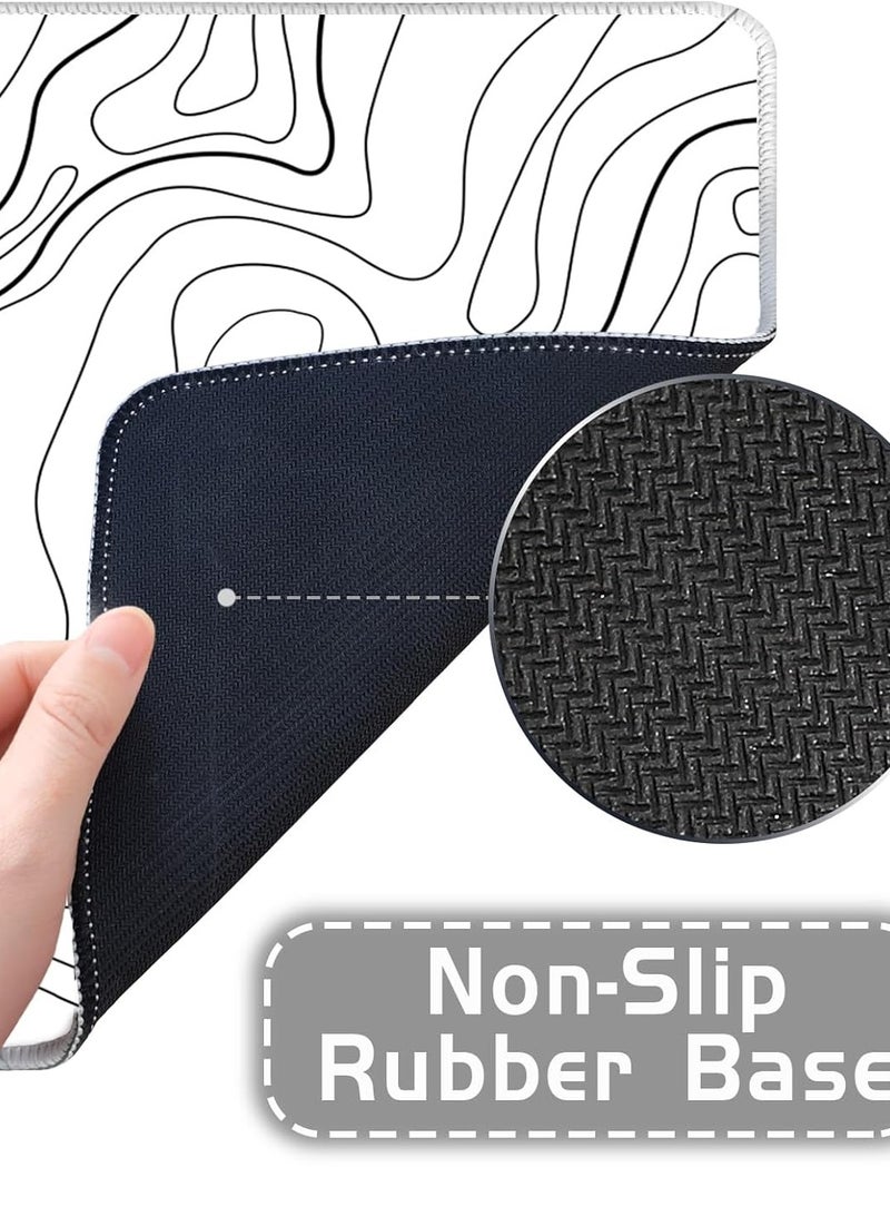 joyzzz Non-slip Gaming Mouse Pad With Stitched Edges, Abstract Black White Ink Liquid Waves Extended Gaming Mouse Pad Large with Non-Slip Base and Stitched Edge, Long Computer Keyboard Mouse Mat for Home Office Work  - Image 5