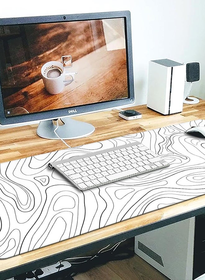 joyzzz Non-slip Gaming Mouse Pad With Stitched Edges, Abstract Black White Ink Liquid Waves Extended Gaming Mouse Pad Large with Non-Slip Base and Stitched Edge, Long Computer Keyboard Mouse Mat for Home Office Work  - Image 4