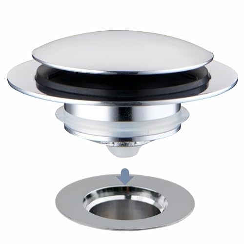 HIDROP Chrome Plated Universal Tub Dain Stopper, Hidrop Pop Up Bath Drain Tip Toe Bathtub Drain Stopper,Conversion Kit Assembly, Replaces Lift and Turn, Tip-Toe and Trip Lever drains for Tub, EZ Install - Image 1