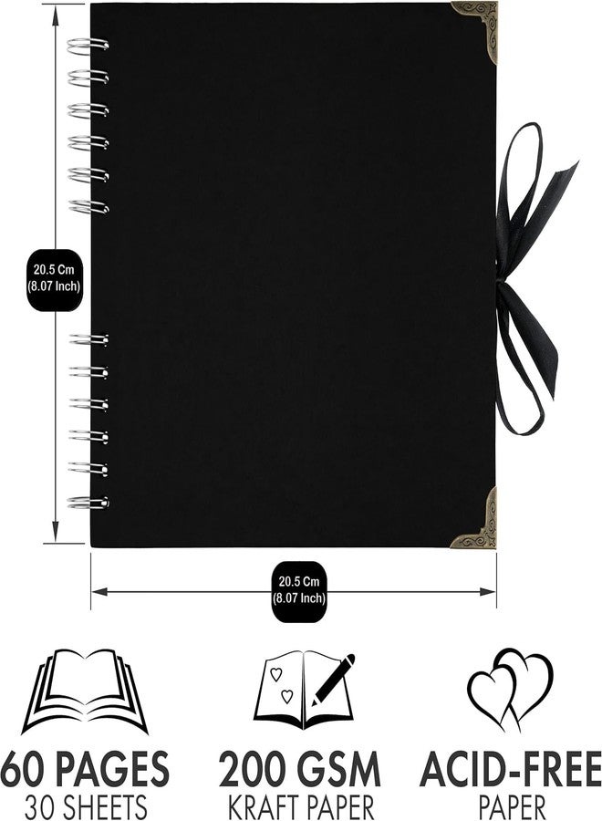 STORE 2508 Store2508 Scrapbook Album 60 Pages (8 x 8 Inch) Thick 200gsm Kraft Paper, Photo Album Scrapbook, Memory Book - Ideal for Your Scrapbooking Albums Art & Craft Projects (Black) - Image 2