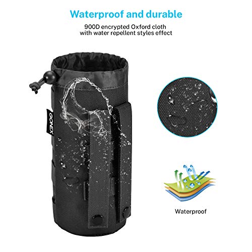 Gonex Tactical Military MOLLE Water Bottle Pouch, Drawstring Open Top & Mesh Bottom Travel Water Bottle Bag Tactical Hydration Carrier Black - Image 5