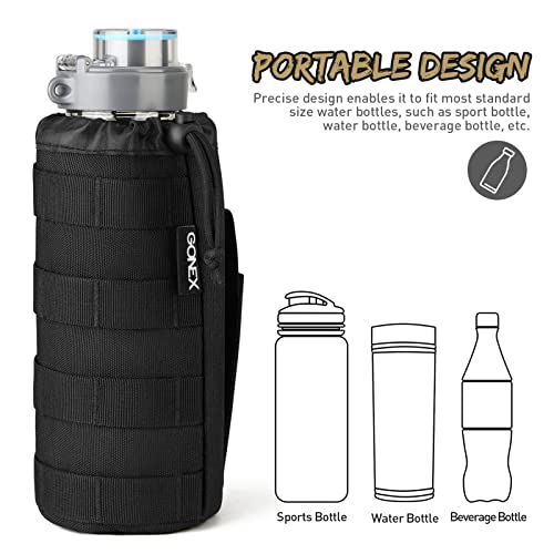 Gonex Tactical Military MOLLE Water Bottle Pouch, Drawstring Open Top & Mesh Bottom Travel Water Bottle Bag Tactical Hydration Carrier Black - Image 3