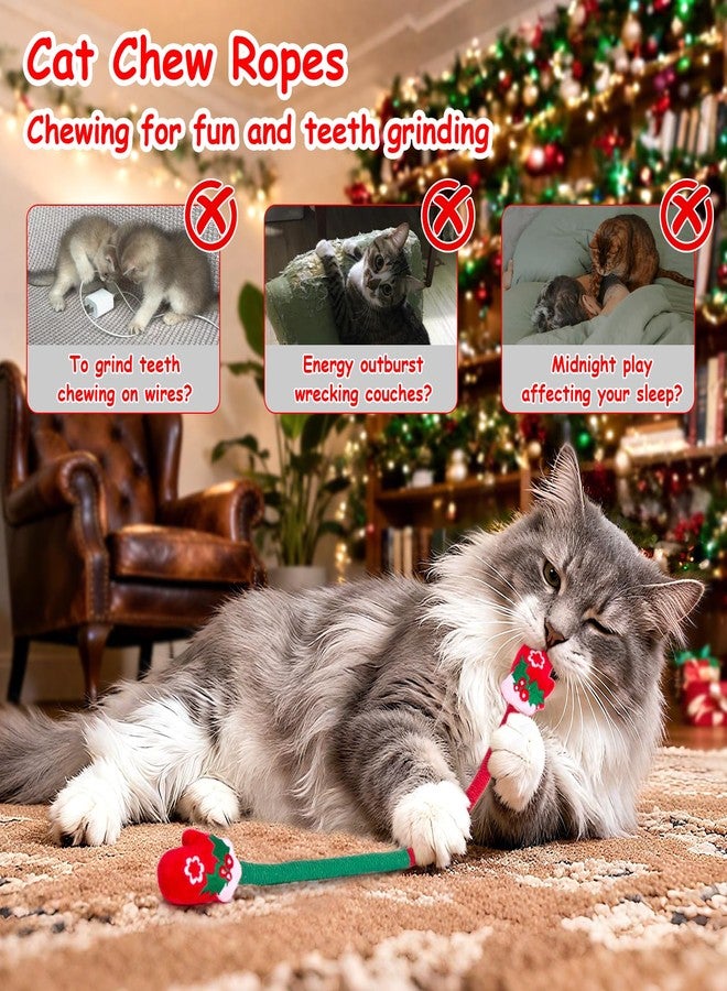 ريترو شاو مجموعة ألعاب قطط ريترو شو بنكهة النعناع البري لعيد الميلاد، مجموعة ألعاب قطط عيد الميلاد مع حبال للمضغ 3 قطع، ألعاب قطط صغيرة بنكهة النعناع البري للقطط المنزلية، لعبة مضغ آمنة لتسنين القطط الصغيرة مع حبل ركل النعناع البري - Image 4