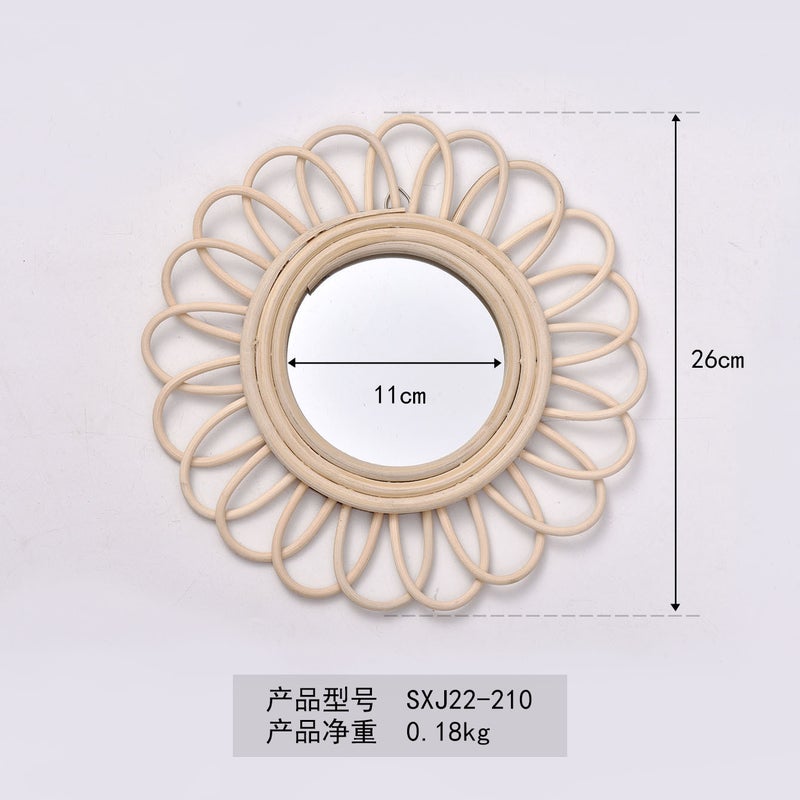 Nordic Rattan Mirror Homestay Wall Wall Hanging Dressing Mirror Hand-Woven Pographic Art Shooting Decorative Mirror - Image 1