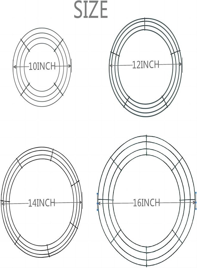 ENLAYER 4 Pieces Christmas Wire Wreath Frame(14Inch),ENLAYER Metal Frame Dark Green Round Wreath with 12 Golden Bow Tie,12 Silver Bow Tie, 100 Lengths of 5.9-Inch Gauge Paddle Wire for Crafts - Image 2