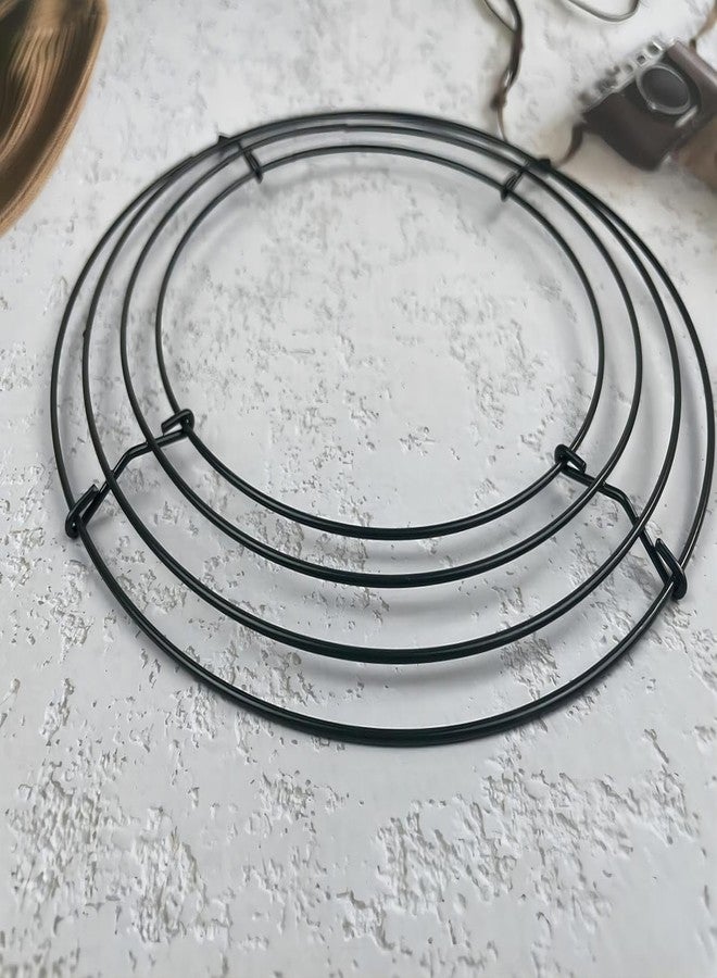 ENLAYER 4 Pieces Christmas Wire Wreath Frame(14Inch),ENLAYER Metal Frame Dark Green Round Wreath with 12 Golden Bow Tie,12 Silver Bow Tie, 100 Lengths of 5.9-Inch Gauge Paddle Wire for Crafts - Image 3