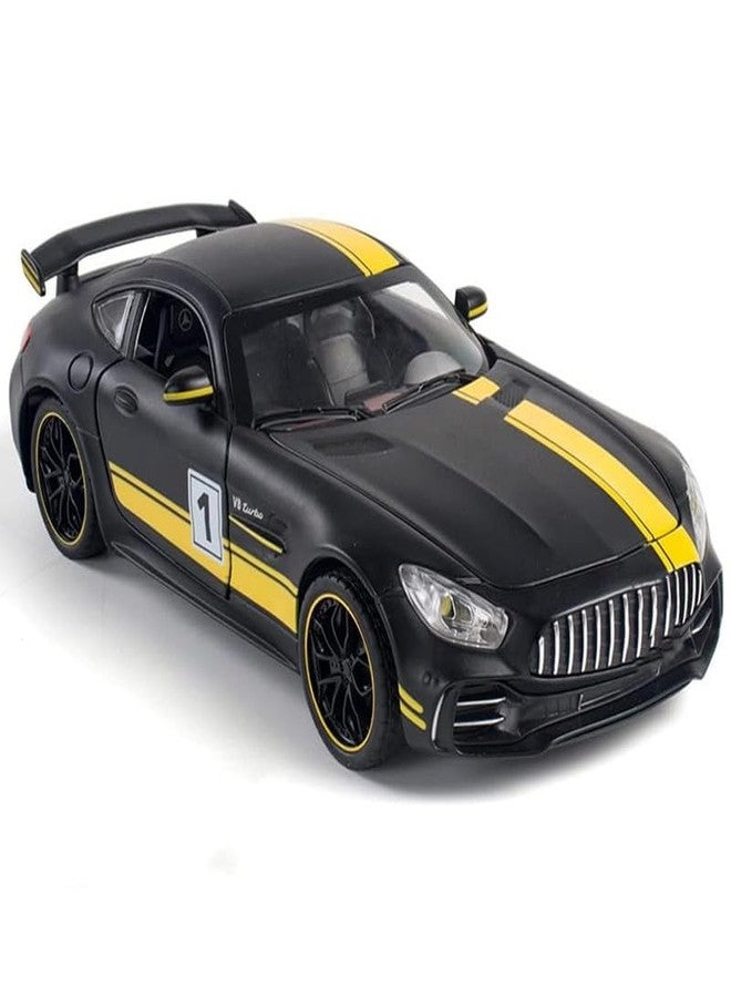 AHBHT Kids Model 1:24 Benz AMG GTR Die Cast Metal Car Pull Back Action Opening Doors with Realistic Engine Sound Lights Toy Car Gift for Boys - Yellow - Image 1
