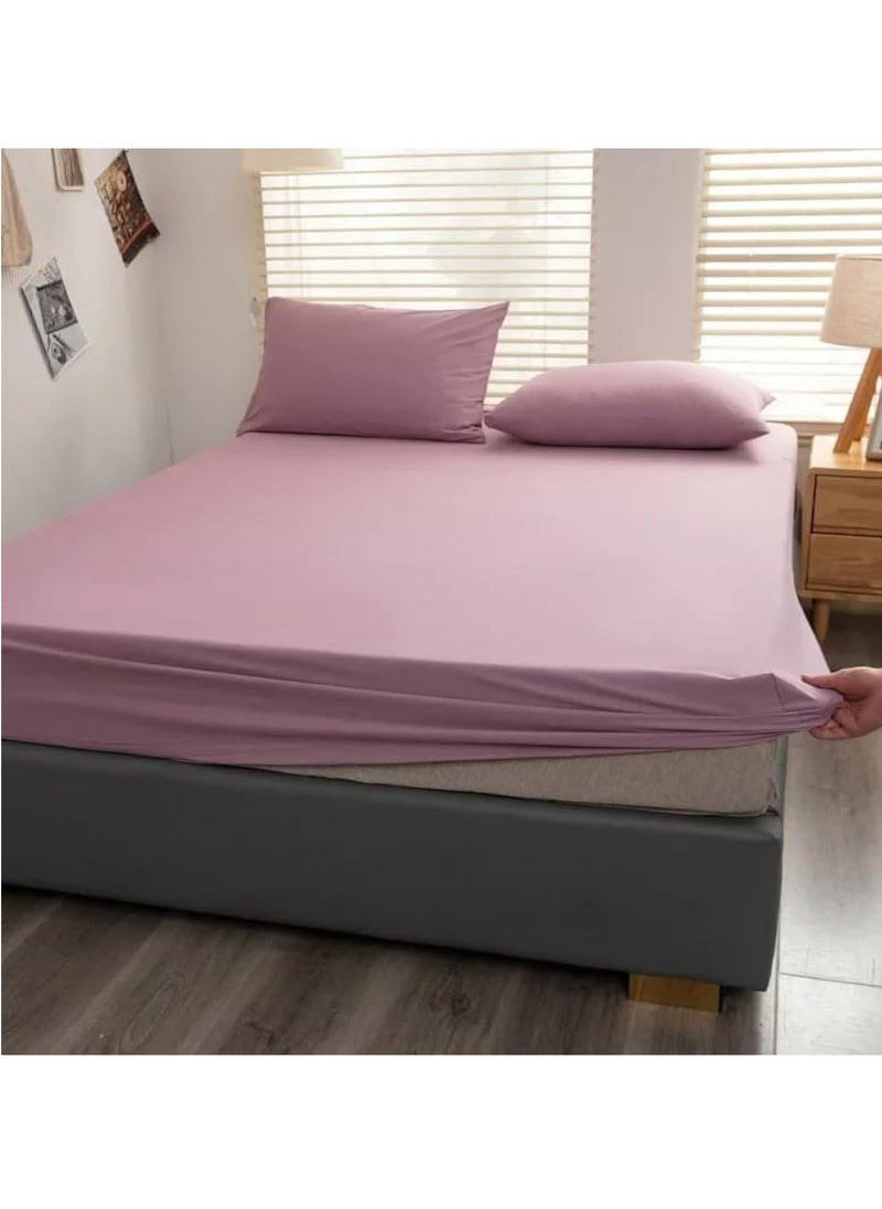 QBED Plain Fitted Sheet Set for Hotels, Homes & Touristic Villages 3 Pieces (180 * 200 * 30cm, Cashmere)  - Image 1