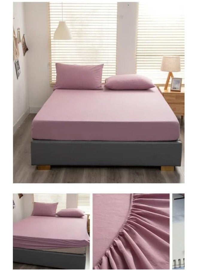 QBED Plain Fitted Sheet Set for Hotels, Homes & Touristic Villages 3 Pieces (180 * 200 * 30cm, Cashmere)  - Image 3