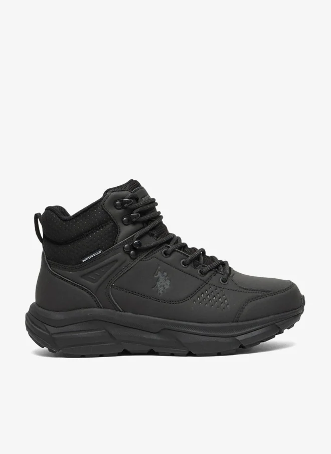 U.S. Polo Assn. Women's Black High-Top Waterproof Sneakers with Lace-Up Design Shoes - Durable and Stylish for All-Day Comfort