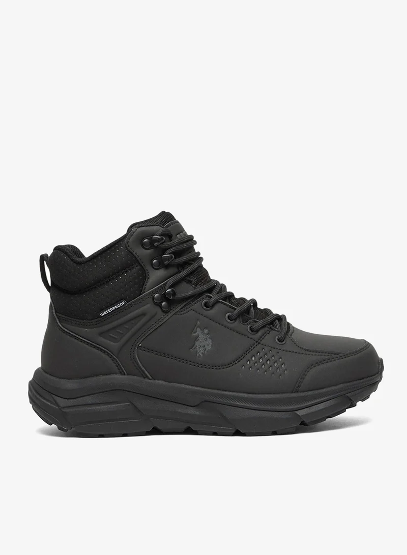 U.S. Polo Assn. Women's Black High-Top Waterproof Sneakers with Lace-Up Design Shoes - Durable and Stylish for All-Day Comfort