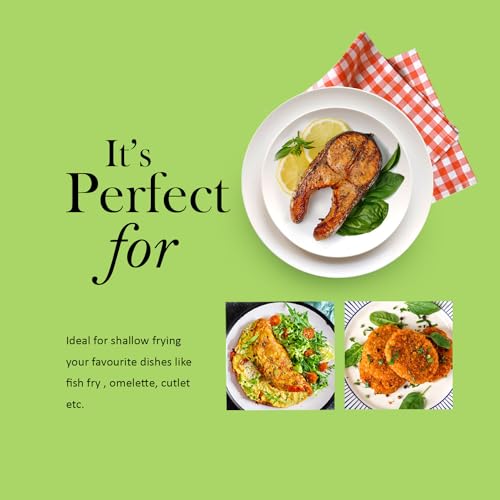 Kichera 10 Inch Pre Seasoned Cast Iron Fish Fry Pan | 2 Loop Handles, 1.5kg Weight | Natural Non-Stick Induction Fish Fry Tawa Pan |Cast Iron Cookware Frying Pan | 25cm Diameter - Image 5