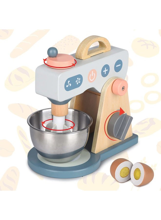 Medoga Play Kitchen Accessories Wooden Mixer Set Pretend Food Sets For Kids Role Toys Girls And Boys (Mixer Set) - Image 2