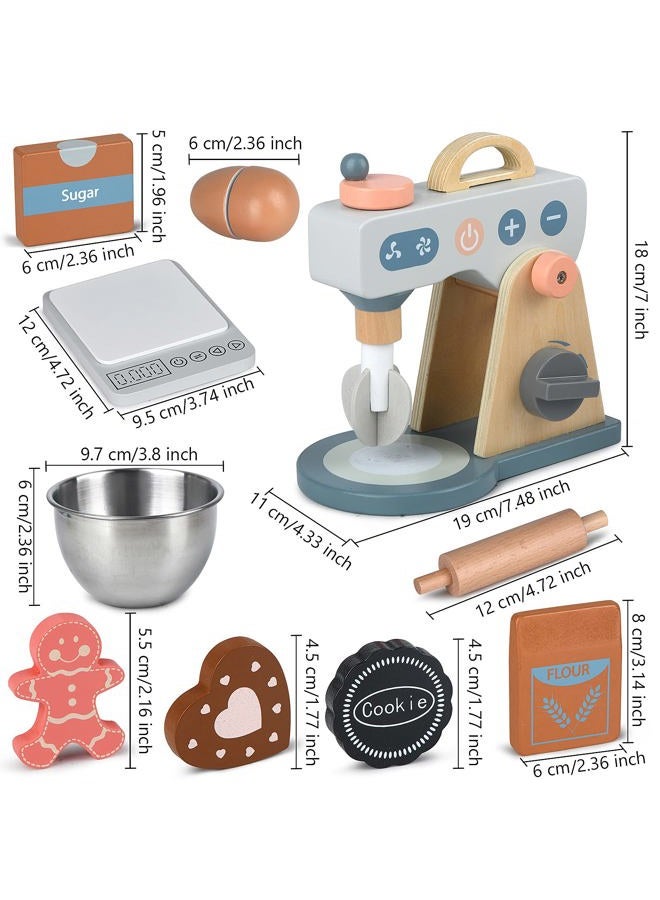 Medoga Play Kitchen Accessories Wooden Mixer Set Pretend Food Sets For Kids Role Toys Girls And Boys (Mixer Set) - Image 4
