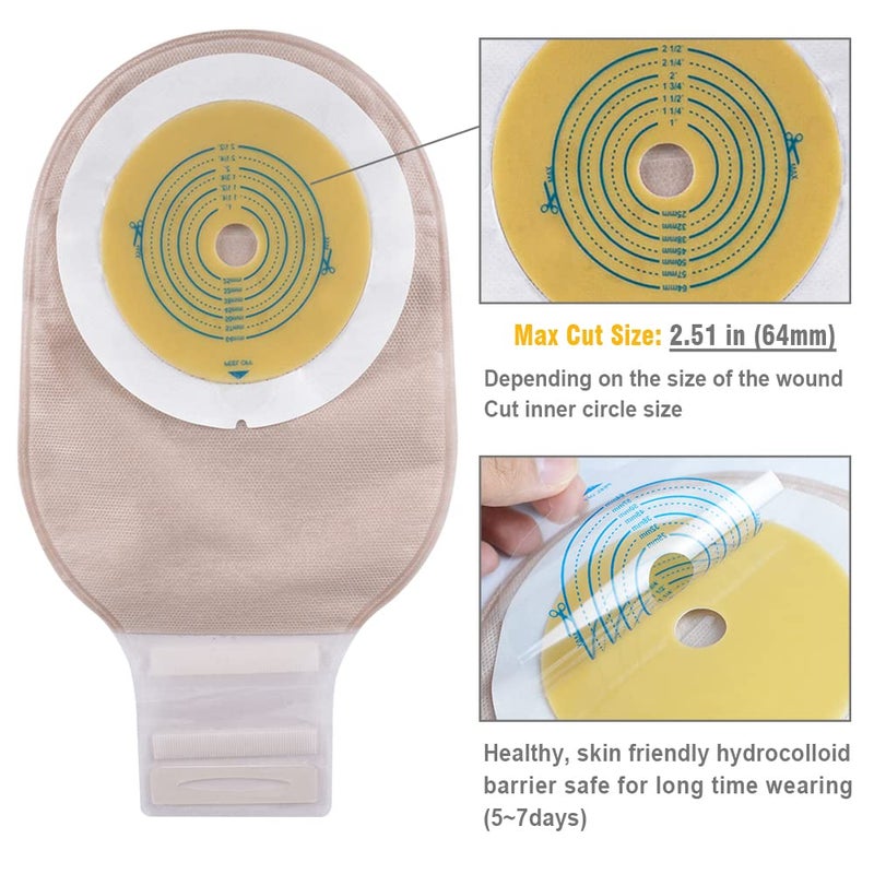 OUCHAN Carbou 20 PCS Colostomy Bags,Ostomy Supplies,One Piece Drainable Ostomy Pouch with Closure for Ileostomy Stoma Care, Cut-to-Fit - Image 2