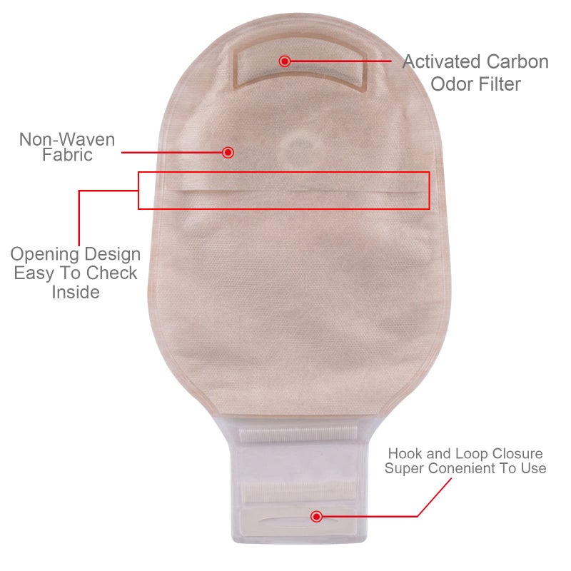 OUCHAN Carbou 20 PCS Colostomy Bags,Ostomy Supplies,One Piece Drainable Ostomy Pouch with Closure for Ileostomy Stoma Care, Cut-to-Fit - Image 4