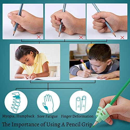 DMFLY Pencil Grips, Pencil Grips for Kids Handwriting, Children Pen Writing Aid Grip Set Posture Correction Tool for Kids Preschoolers Children, Hollow Ventilation Design, 3 Pack - Image 2
