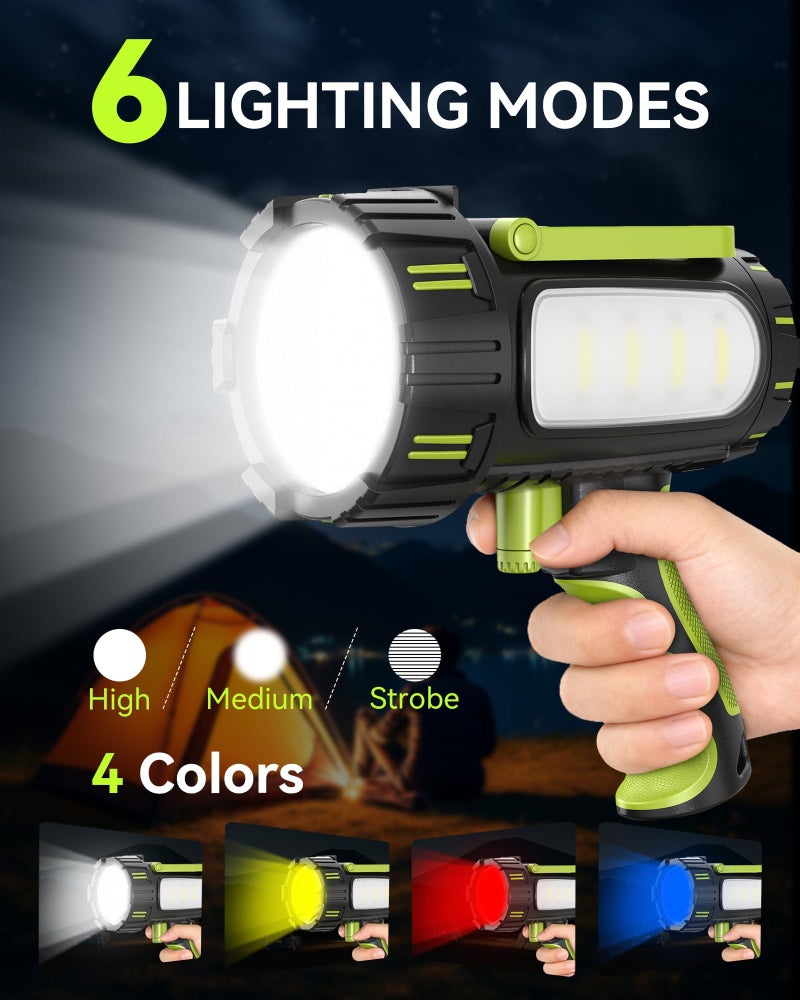AlpsWolf Rechargeable Flashlights High Lumens, Super Bright 10000mAh Spotlight Flashlight with Built-in Stand & 3 Color Lenses, Water-Resistant LED Handheld Flashlight for Camping, Search, Emergencies - Image 4