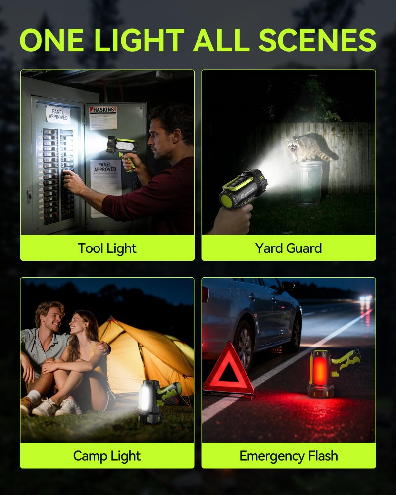 AlpsWolf Rechargeable Flashlights High Lumens, Super Bright 10000mAh Spotlight Flashlight with Built-in Stand & 3 Color Lenses, Water-Resistant LED Handheld Flashlight for Camping, Search, Emergencies - Image 3