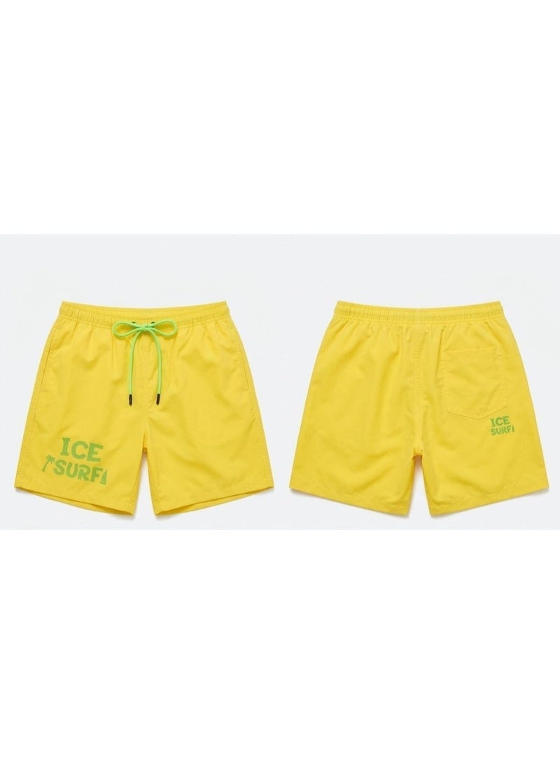 IceZone Men's Quick-Dry Swim Trunks, Yellow Gradient IceSurf Board Shorts with Mesh Lining and Pockets - Image 2
